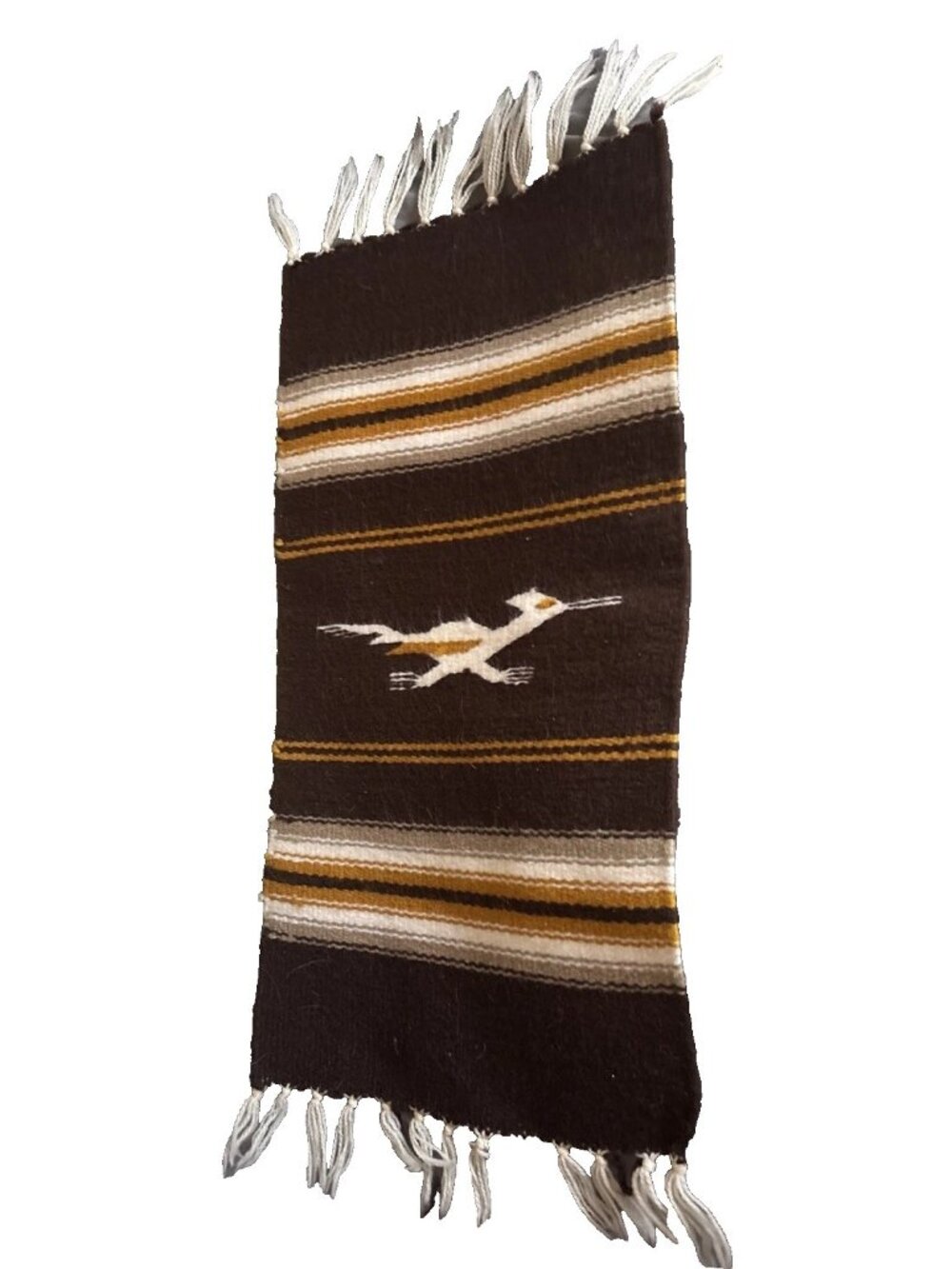 Vintage Southwest Wool Roadrunner 20" X 10" Navajo Zapotec Style Table Sampler